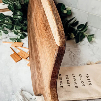 Acacia Wood Serving Board and Bamboo Markers
