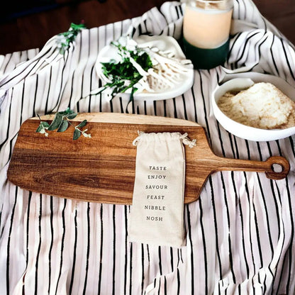 Acacia Wood Serving Board and Bamboo Markers