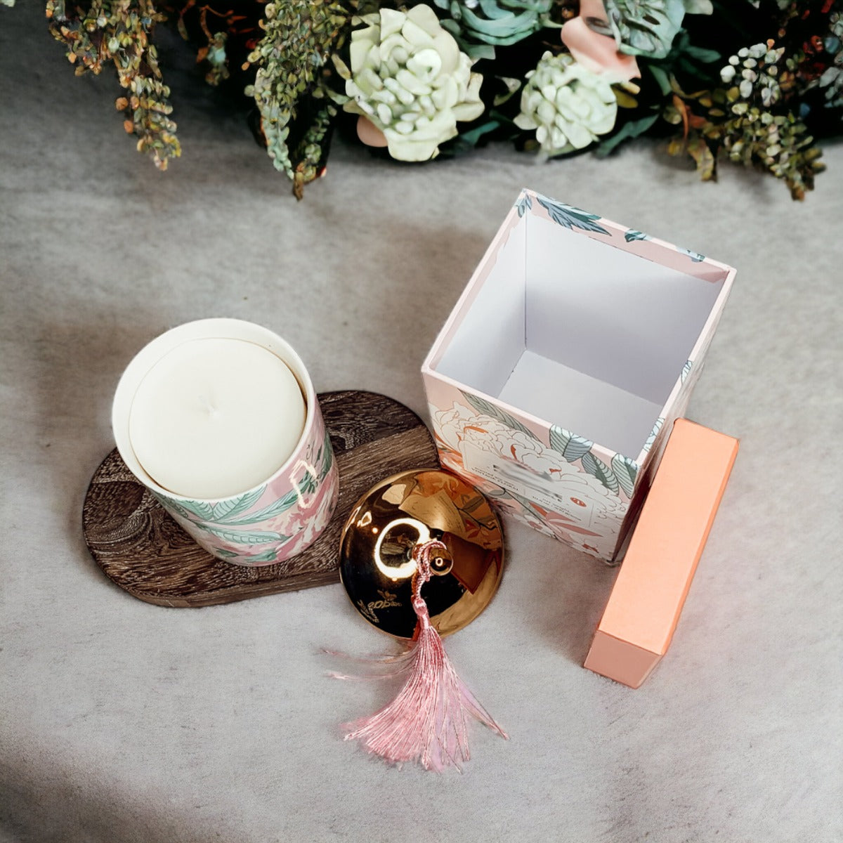 Vintage Floral Candle Gift Box and Soy Wax