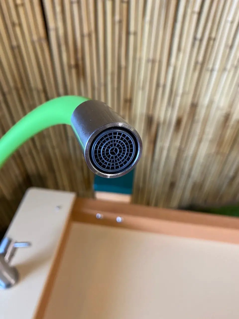 KSO-A4B2C2FFLEX Kids' Station outdoor water table faucet, green flexible rubber spout with metal nozzle on Tampa Home & Garden Store