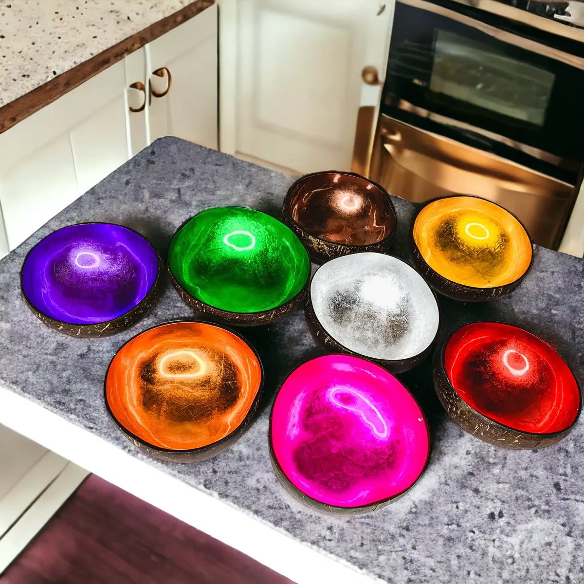 Coconut Rainbow Bowls With Gold Leaf Finish