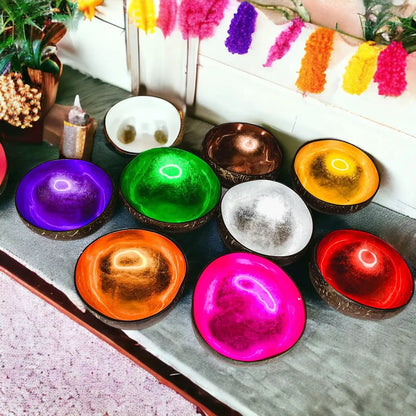Coconut Rainbow Bowls With Gold Leaf Finish