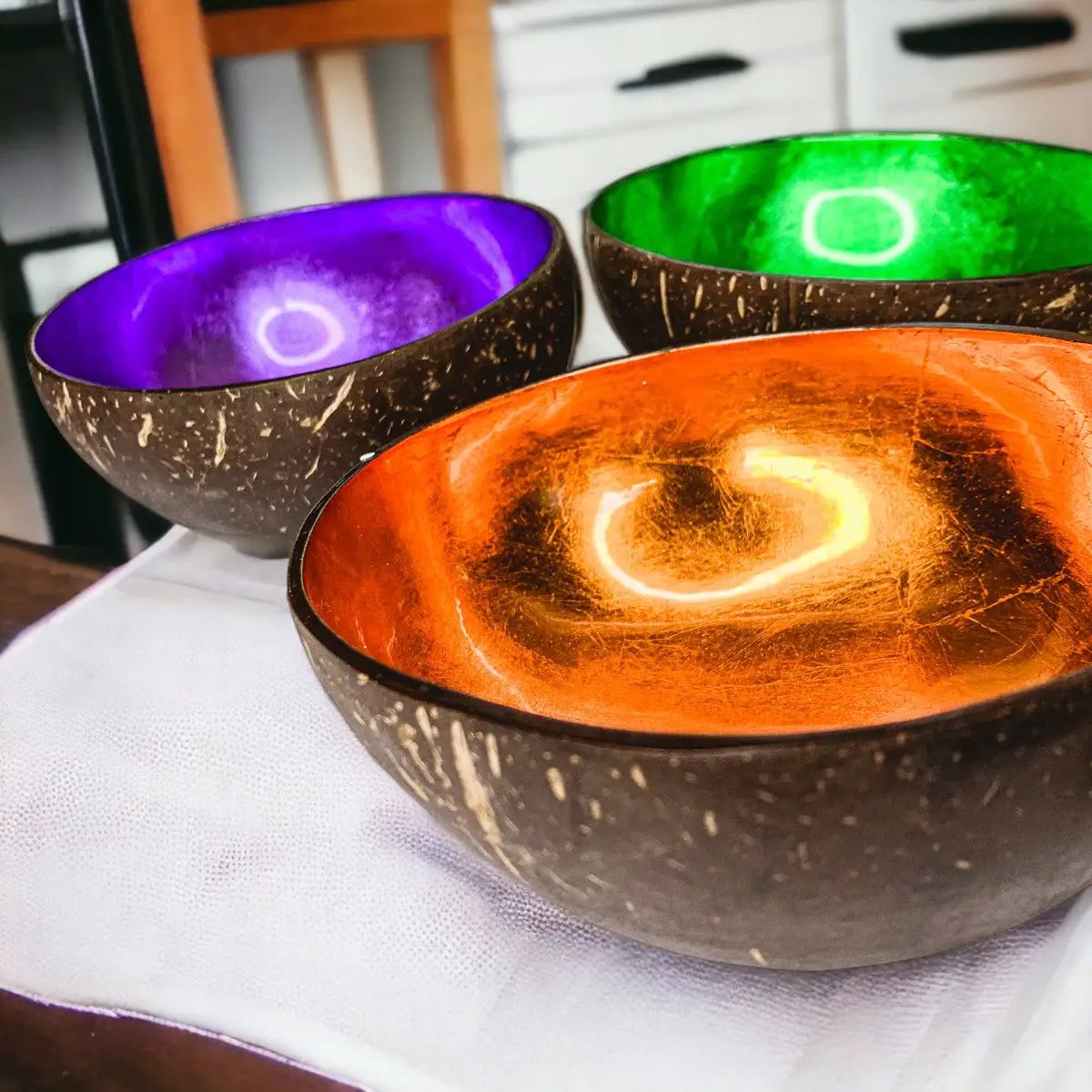 Coconut Rainbow Bowls With Gold Leaf Finish