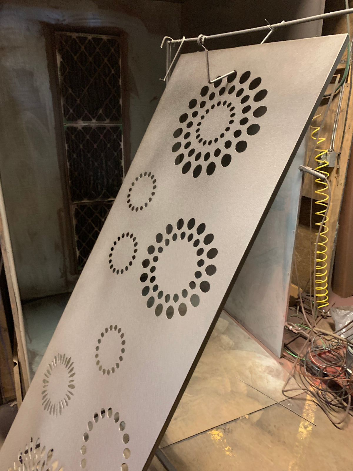 Outdoor metal screen panels with circular perforations 60in & 72in by Rustica Ornamentals on Tampa Home & Garden Store