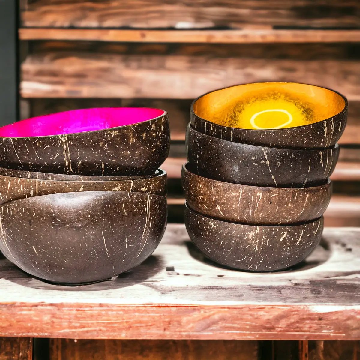 Coconut Rainbow Bowls With Gold Leaf Finish