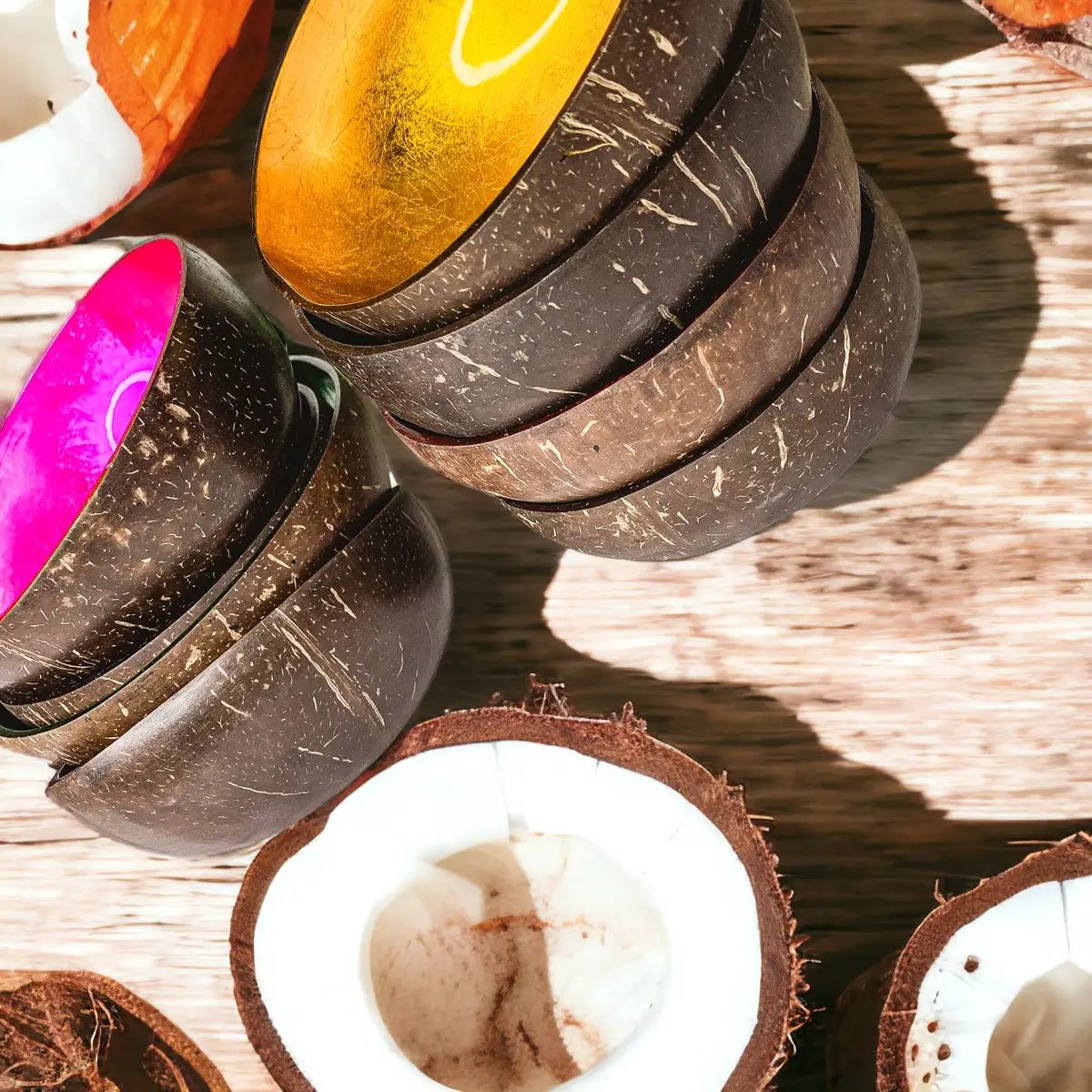 Coconut Rainbow Bowls With Gold Leaf Finish