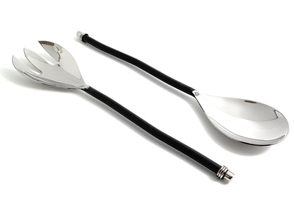 Vibhsa salad serving set of 2 with twisted handles in silver finish for serveware on Tampa Home & Garden Store