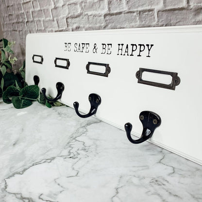 Wooden Mask and Hat Organizer Wall Hanger