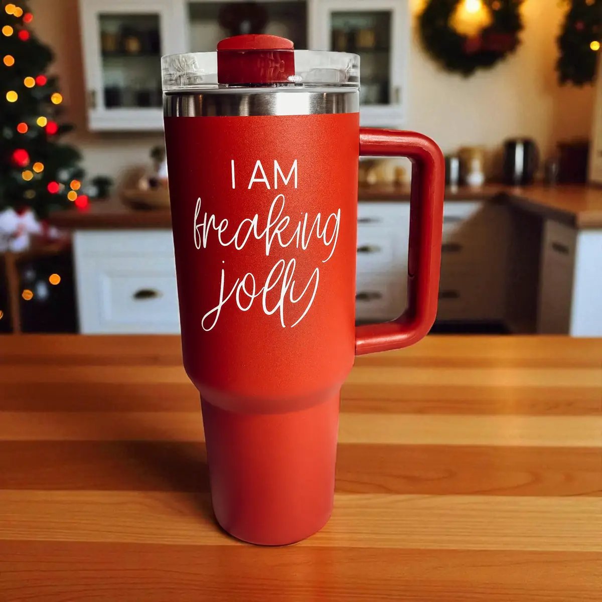 Freaking Jolly 40oz Tumbler with Handle and Straw