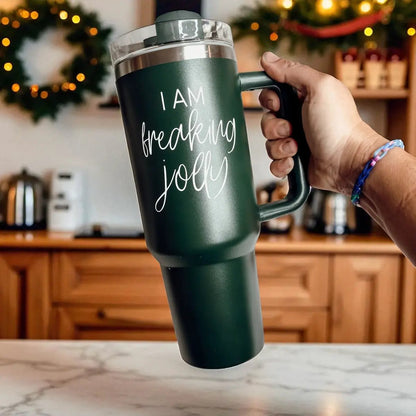 Freaking Jolly 40oz Tumbler with Handle and Straw