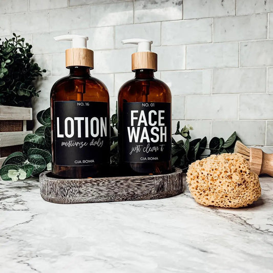 16oz Boston Amber Glass Soap Bottle Black Label
