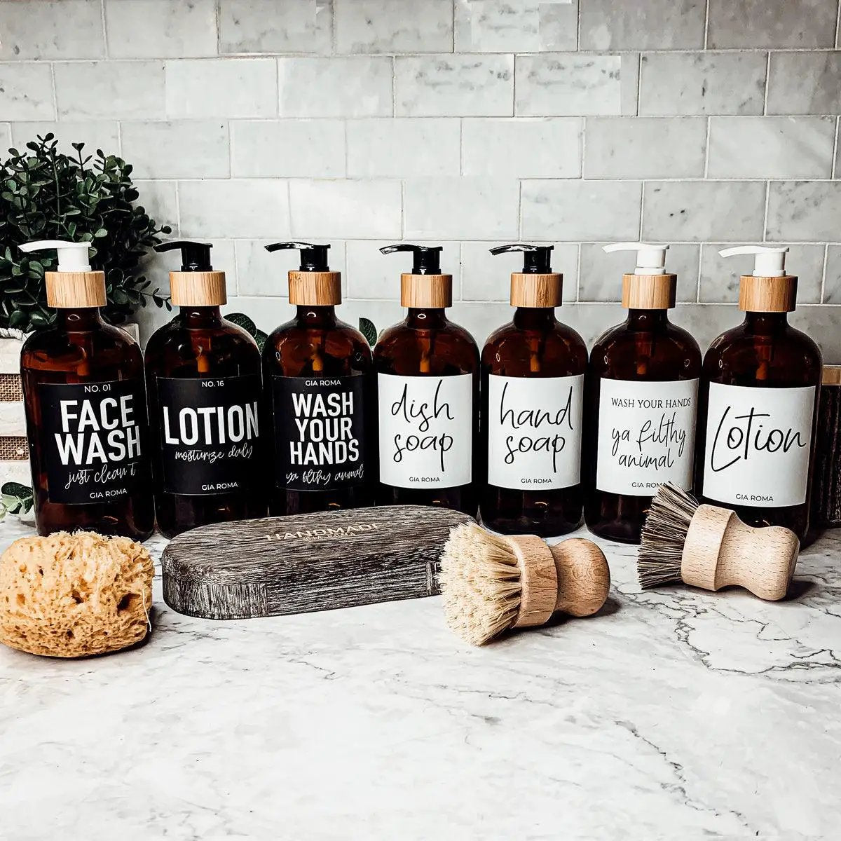 16oz Amber Boston Round Bottles and White Label