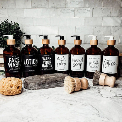 16oz Amber Boston Round Bottles and White Label