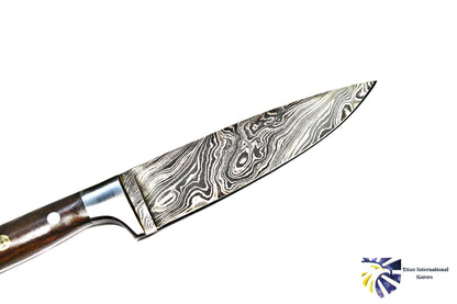Damascus TD-211 knife with wood handle by Titan International Knives on Tampa Home & Garden Store
