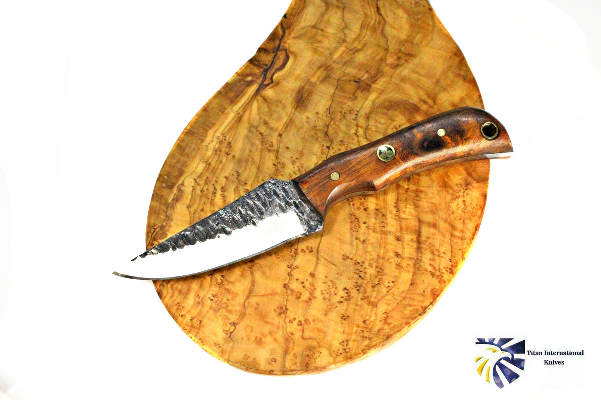 TC-003 E3 Carbon neck knife with rosewood grip and forged scales Titan International Knives on Tampa Home & Garden Store
