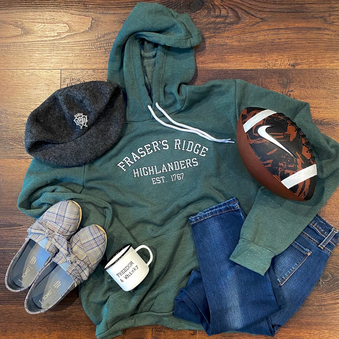 Sudadera unisex con capucha de forro polar suave bordada de Fraser's Ridge Highlanders Collegiate - Inspiración de Outlander