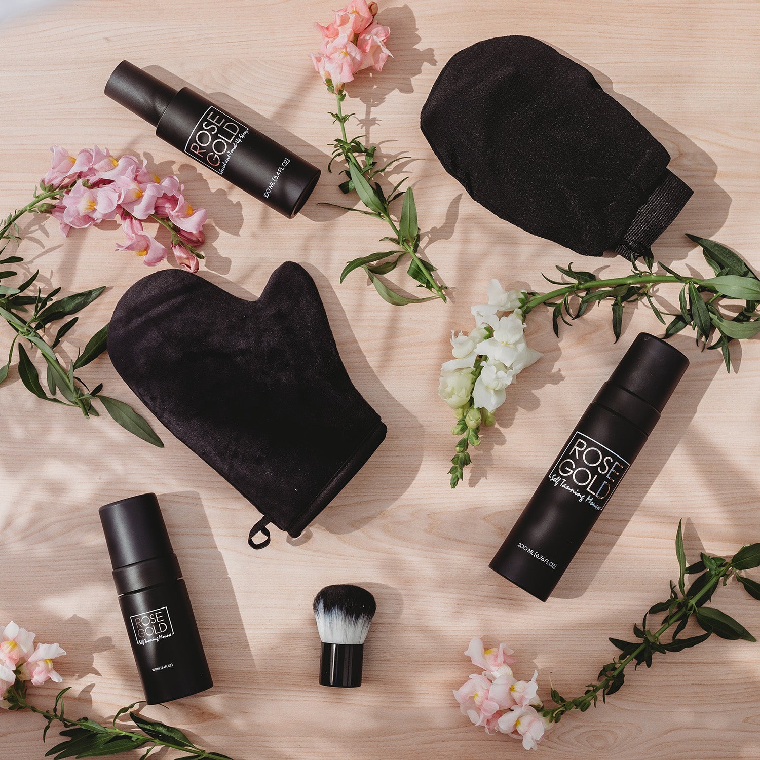 Face & Body Self Tanning Bundle - Glow Kit by Rose Gold Sunless, 4 black bottles and 2 mitts on Tampa Home & Garden Store