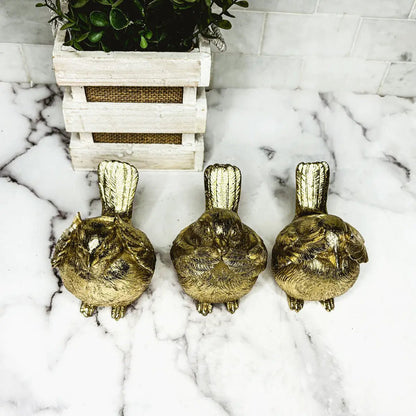 Wise Birds Gold Trio See No Evil Advice Figurines