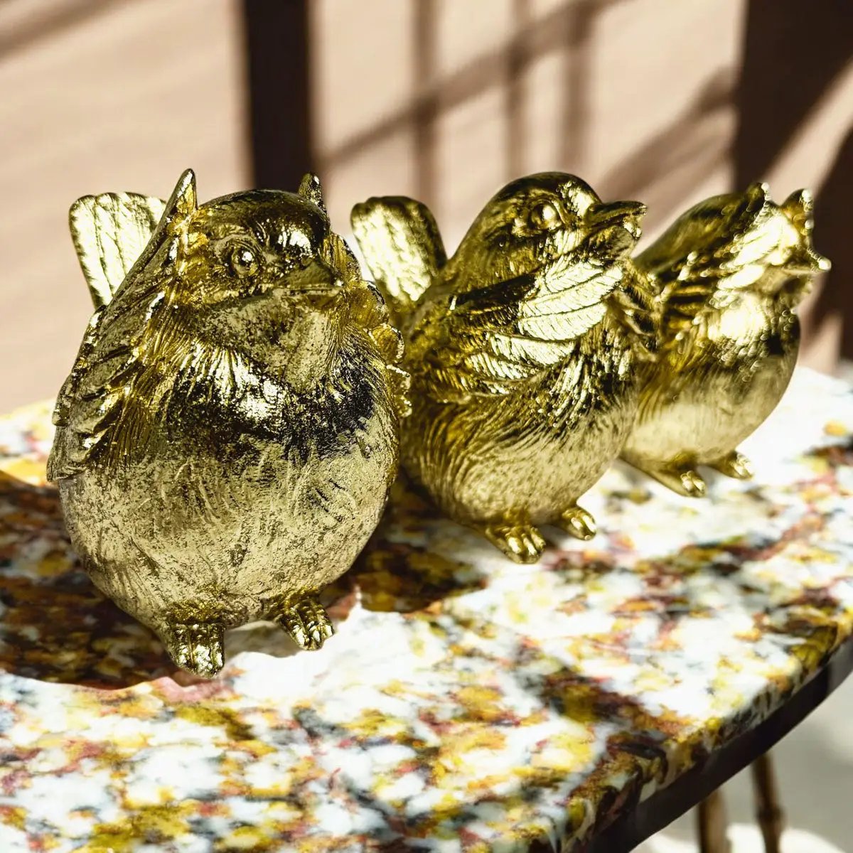 Wise Birds Gold Trio See No Evil Advice Figurines