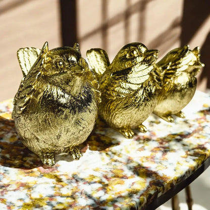 Wise Birds Gold Trio See No Evil Advice Figurines