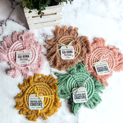 Pastel Braided Tassel Coasters