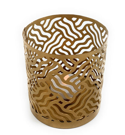 Vibhsa votive candle holders set of 2, gold laser-cut metal decor on Tampa Home & Garden Store