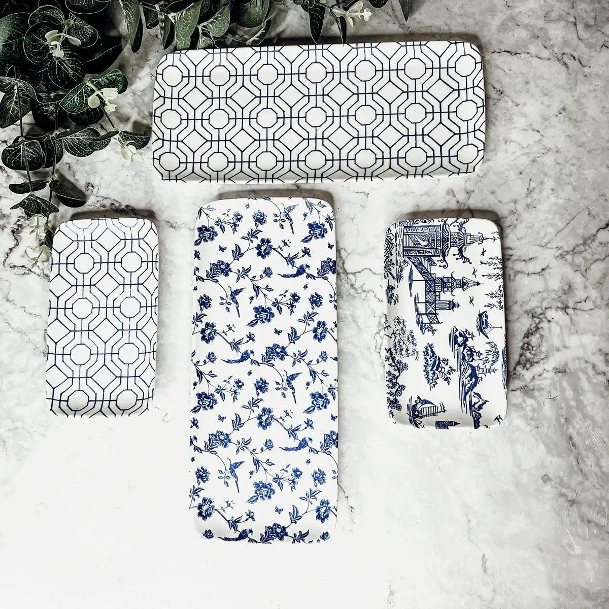 Chinoiserie Serving Set in Blue and White 4 Piece