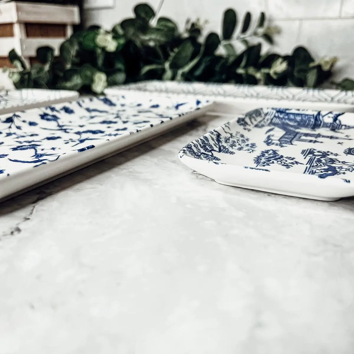 Chinoiserie Serving Set in Blue and White 4 Piece