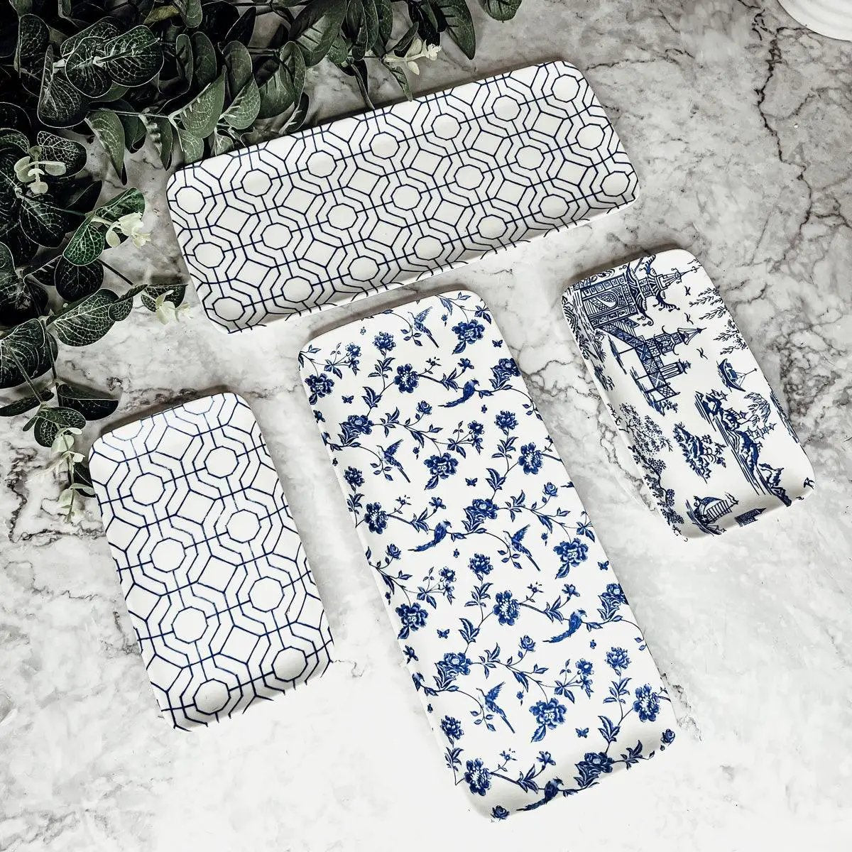 Chinoiserie Serving Set in Blue and White 4 Piece