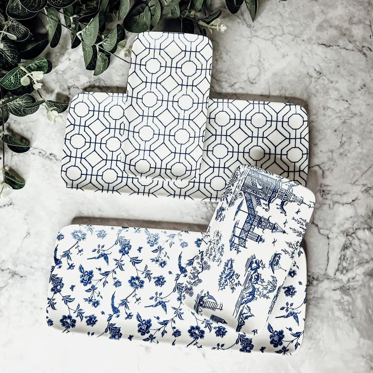 Chinoiserie Serving Set in Blue and White 4 Piece