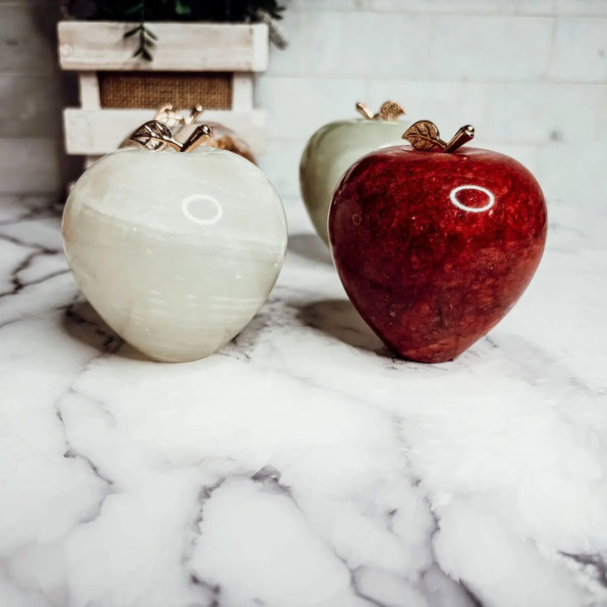 Marble Apple Paperweight for an Elegant Desk Glow