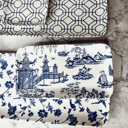 Chinoiserie Serving Set in Blue and White 4 Piece