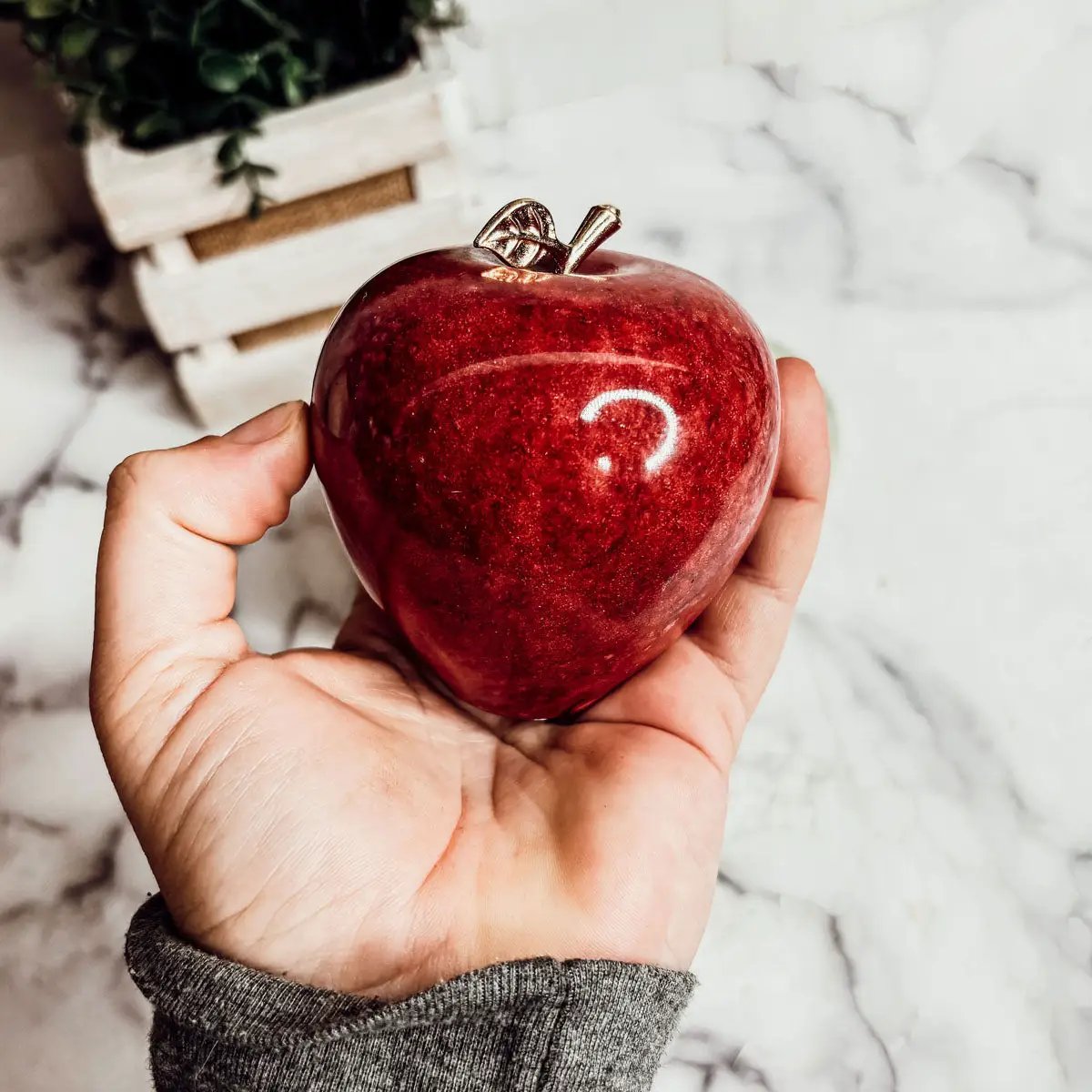 Marble Apple Paperweight for an Elegant Desk Glow