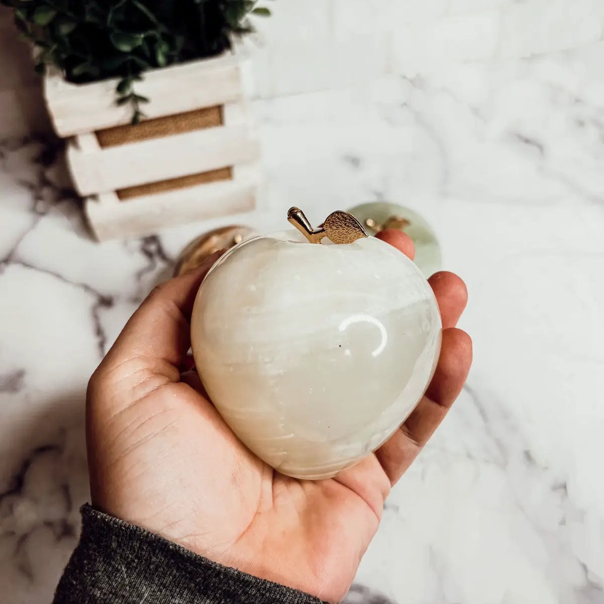 Marble Apple Paperweight for an Elegant Desk Glow