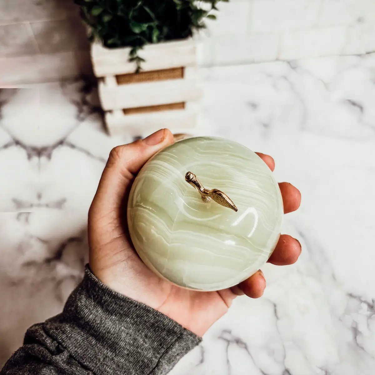Marble Apple Paperweight for an Elegant Desk Glow