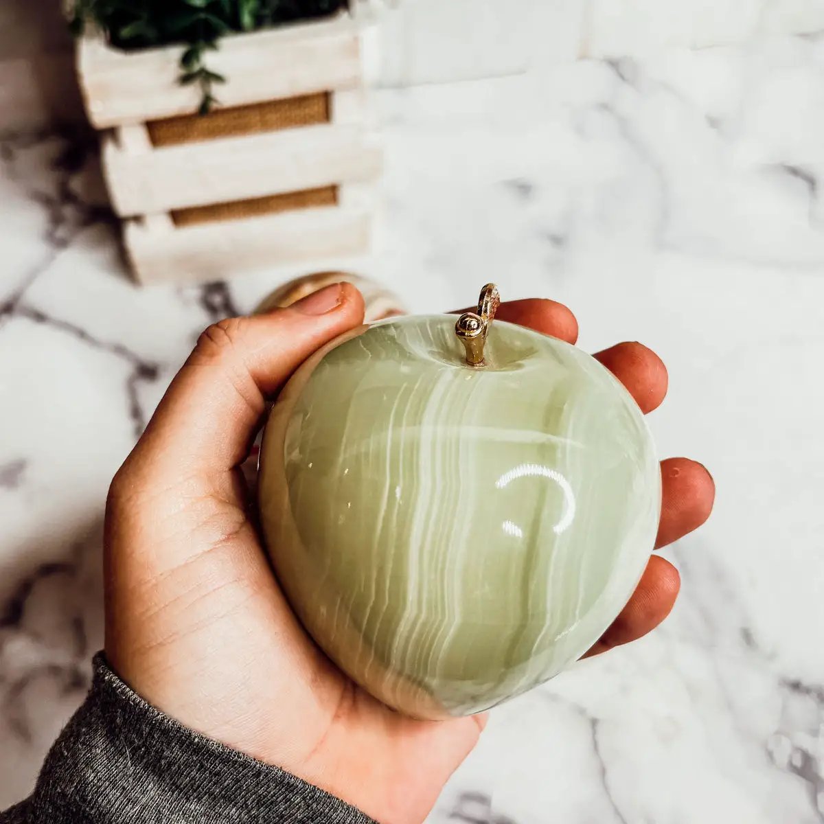Marble Apple Paperweight for an Elegant Desk Glow