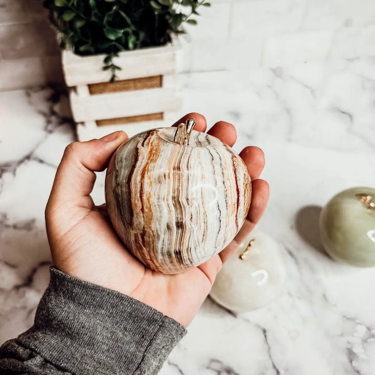 Marble Apple Paperweight for an Elegant Desk Glow