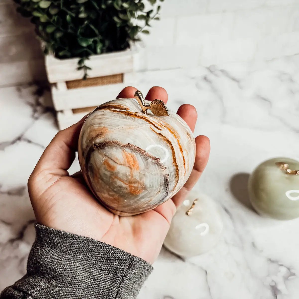 Marble Apple Paperweight for an Elegant Desk Glow