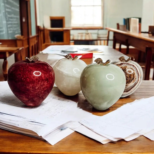 Apple paperweights 4pc Gia Roma red white pale green marbled on Tampa Home & Garden Store