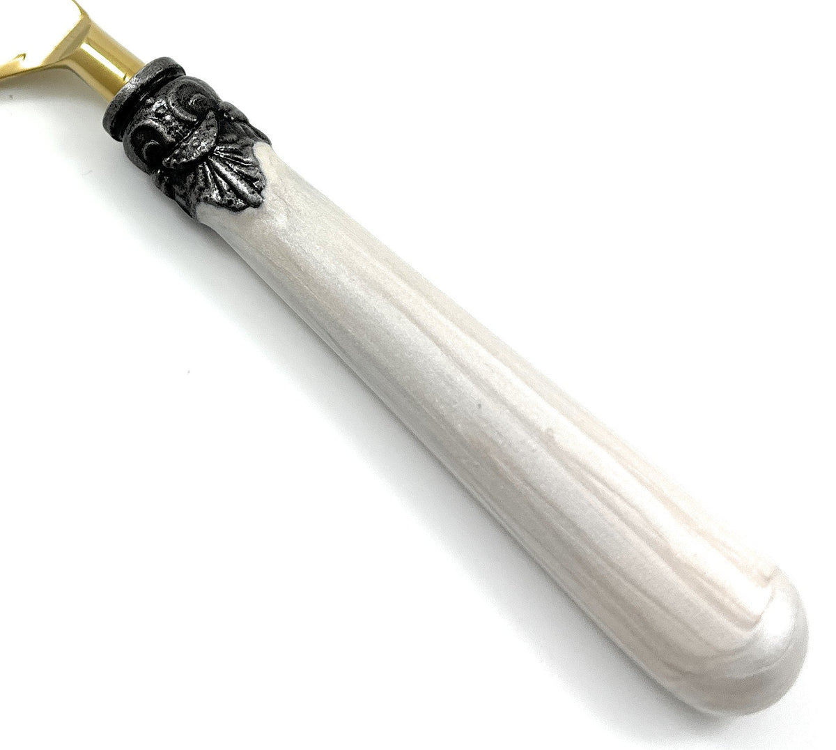 Vibhsa white resin handle flatware piece with antique black collar on Tampa Home & Garden Store