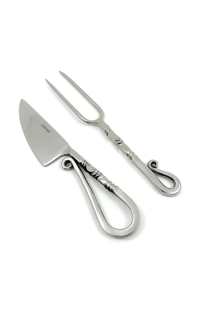 Designer stainless steel carving knife & fork set of 2 by Vibhsa with twisted handles on Tampa Home & Garden Store