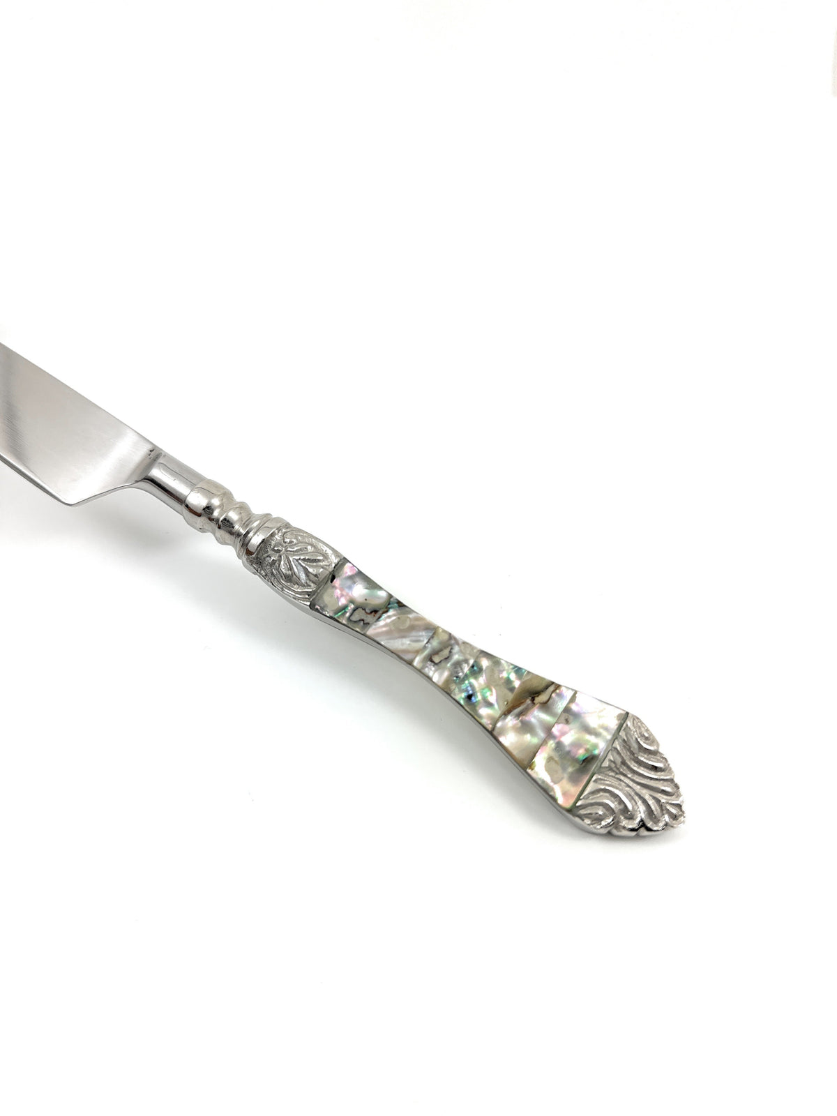 Vibhsa stainless steel flatware cake server with Seawork handle and decorative shell inlay on Tampa Home & Garden Store