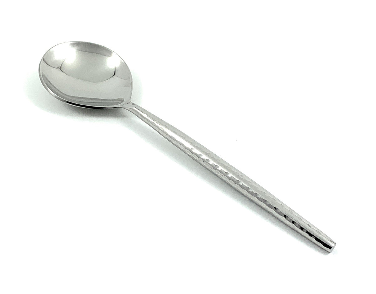 Vibhsa stainless steel dining spoon with a polished bowl and textured hammered-style handle on Tampa Home & Garden Store