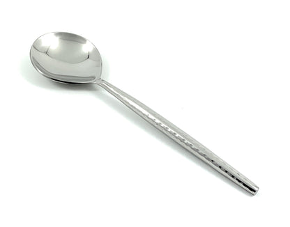 Vibhsa stainless steel dining spoon with a polished bowl and textured hammered-style handle on Tampa Home & Garden Store
