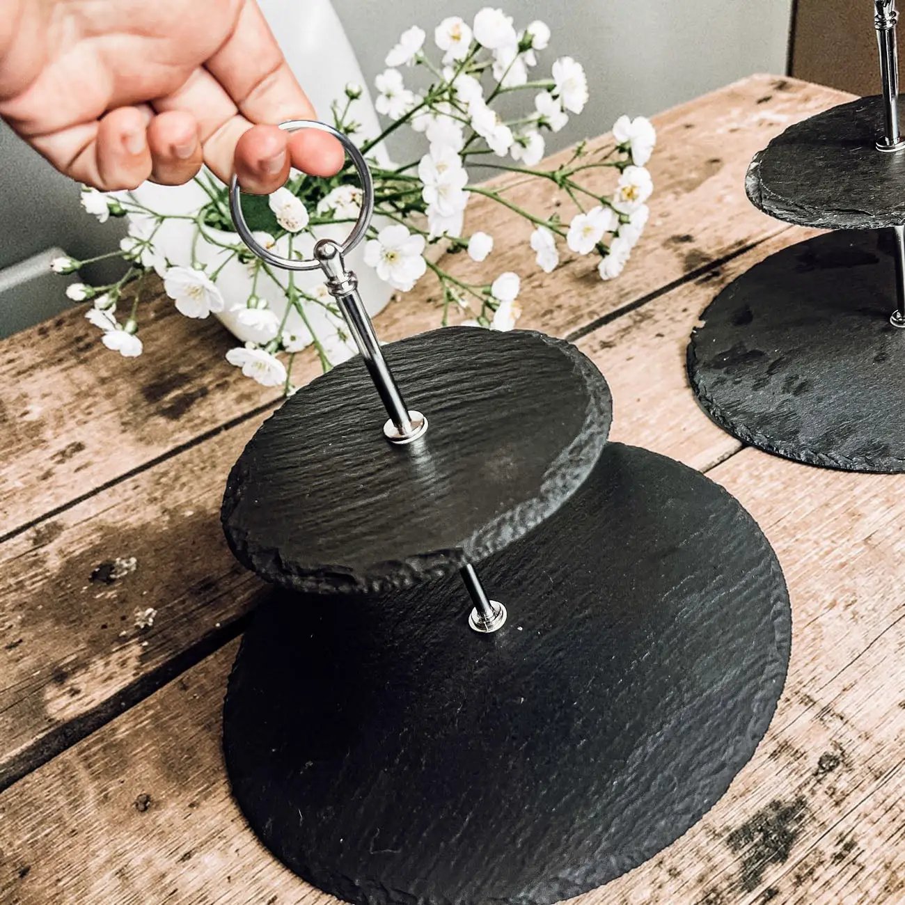 Tiered Slate Tray Stand for Entertaining