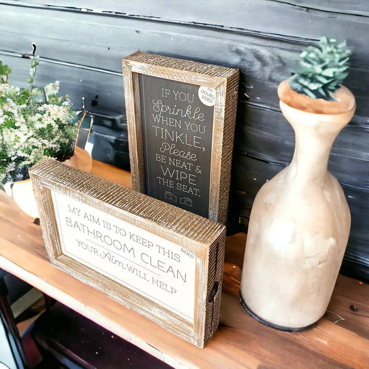 Double Sided Message Sign with Wooden Frame