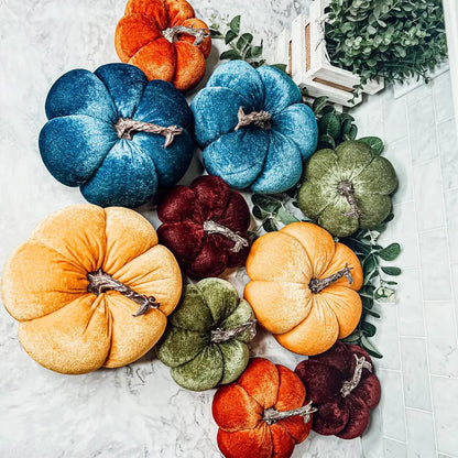 Velvet Pumpkins In Jewel Tones For Autumn Decor