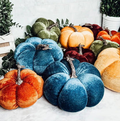 Velvet Pumpkins In Jewel Tones For Autumn Decor