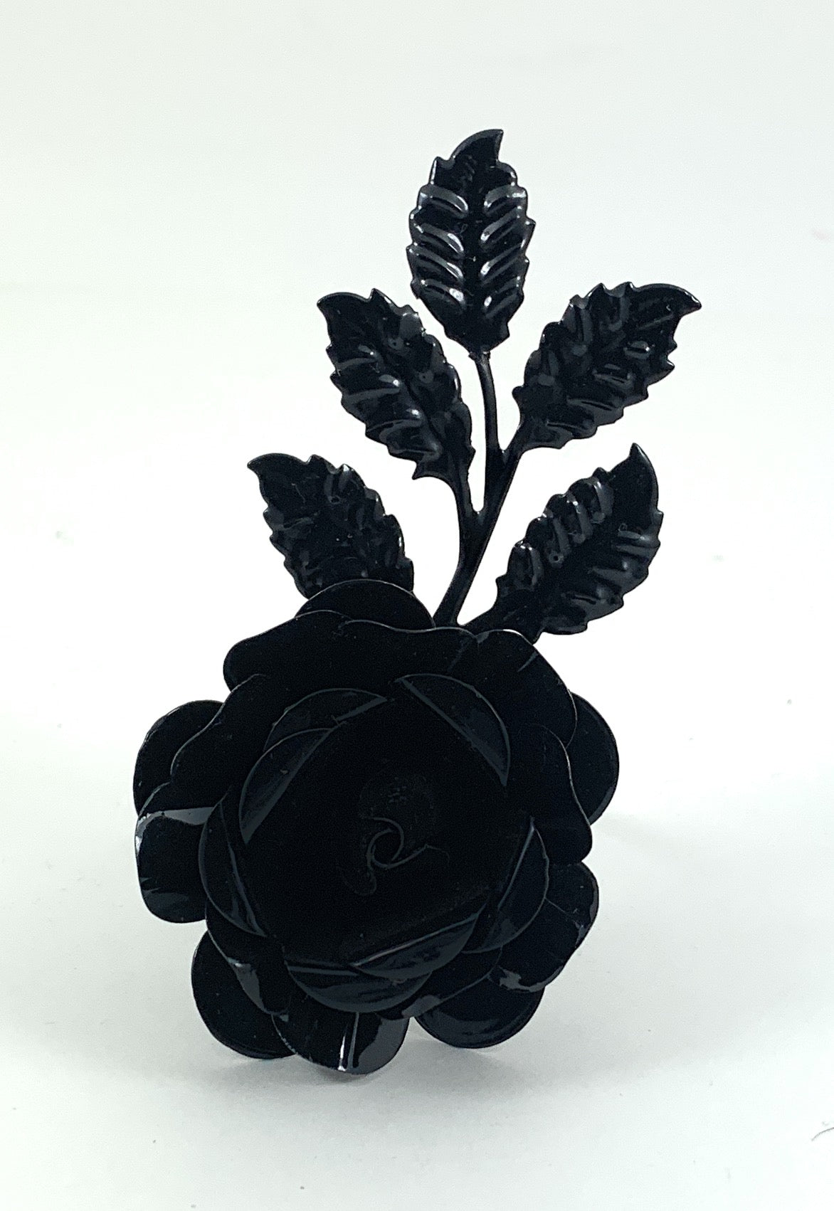 Vibhsa black rose napkin rings, handcrafted metal dining decor, set of 4 on Tampa Home & Garden Store
