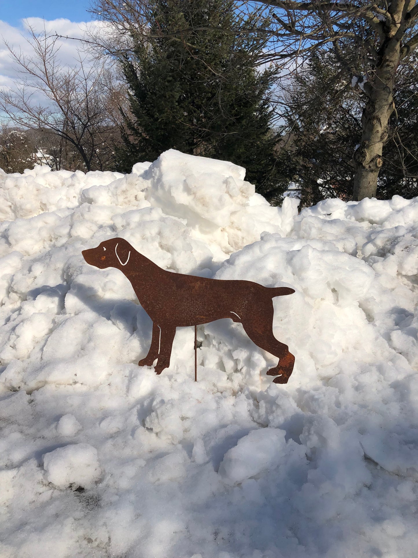German Shorthaired Pointer garden stake rusted metal by Rustica Ornamentals on Tampa Home & Garden Store
